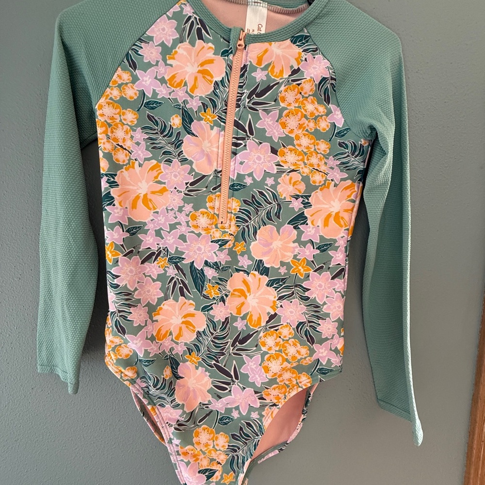 Cat & Jack Green and Pink Long Sleeve Rashguard